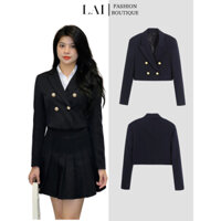 Áo Vest Nữ Dài Tay Dáng Croptop Áo Khoác Blazer Nữ Thu Đông Trẻ Trung Lịch Sự Mặc Đi Làm Đi Chơi