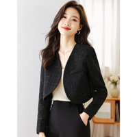 Áo vest nữ màu đen 2025 thiết kế ngắn form nhỏ - Phong cách Hàn đa dụng sang trọng