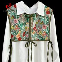 Áo Vest nữ thêu hoa in hình cổ áo giả thời trang trang trang trí