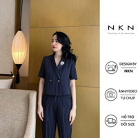 Áo vest nữ, vest ngắn tay NKN Cameria màu xanh tím than kẻ, thiết kế trẻ trung, chất liệu cao cấp.