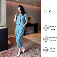 Áo vest nữ, vest ngắn tay NKN Cameria màu xanh ngọc, thiết kế dáng croptop, chất liệu cao cấp.