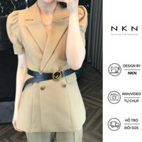 Áo vest nữ, vest ngắn tay NKN Kara màu be, thiết kế chiết eo, tay bồng, chất liệu cao cấp.