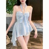 Áo vest ống không đều, áo kẻ ô mỏng, dòng thời trang