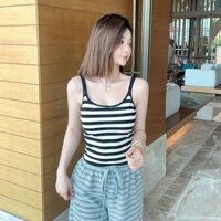 Áo Vest sọc nữ Slim-fit Áo ngực không rách đáy trong vai đôi Beau