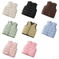 Áo vest trẻ em bé trai và bé gái mùa thu đông màu trơn nhung ấm áp áo vest cotton