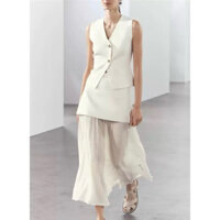 Áo vest Zara không tay và chân váy phối voan thanh lịch