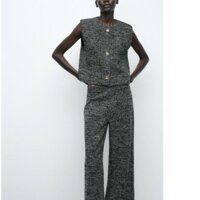 Áo Vest Zara made in Morocco dệt kim không tay và quần cùng bộ