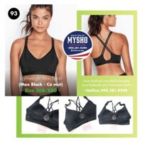 Áo Vic size 36B/B80 - Áo tập gym đen (93) L.ht Max Sport, Black, có mút đệm - Victoria's Secret