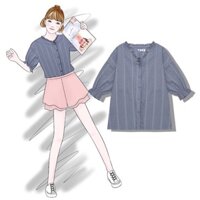 Áo viền bèo cổ V