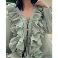 ÁO VIỀN BÈO THẮT NƠ TRƯỚC SIÊU XINH