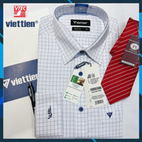 Áo việt tiến dài tay kẻ caro trắng 100% chính hãng