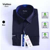 áo việt tiến màu đen trơn black dài tay phom rộng vải kate