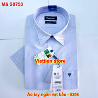 áo việt tiến sọc xanh ngắn tay vạt bầu mã 0753