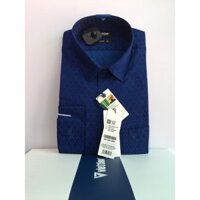 Áo Viettien Tay Dài Xanh Navy Hoa Văn