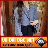 Áo voan bèo tay dài hoa nhí Leeva Shop A067 *