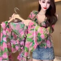 Áo voan bèo tay loe tiểu thư hàng quảng châu
