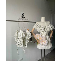 Áo voan chấm bi 3 tầng bèo