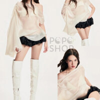 Áo voan lụa mỏng xuyên thấu thiết kế lệch vai siêu xinh, sang chảnh sexy