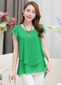 Áo voan nữ form rộng xinh xắn DV92 - Xanh rêu - M