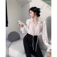 Áo Voan Tay Bèo Cổ Hoa