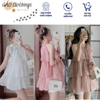 Áo voan tơ 3 tầng cổ yếm áo cổ yếm thắt nơ vải voan tơ sang chảnh