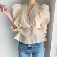 Áo voan xoè kiểu peplum koreastyle