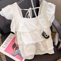 Áo Xếp Tầng Babydoll Có Dây Buột Sau Lưng Đáng Yêu