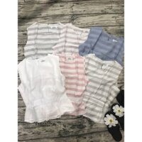 Áo xô peplum sọc vân nổi nhún eo sau