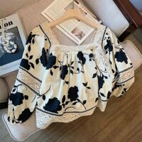 ÁO XÔ PHỐI REN HỌA TIẾT HOA HÀNG Y HÌNH