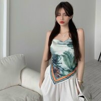 Áo yếm 2 dây họa tiết thổ cẩm - Xanh lá