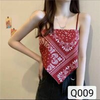 Áo yếm 2 dây họa tiết thổ cẩm - ĐỎ