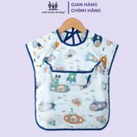 Áo yếm ăn dặm Miraclebaby cộc tay có máng hứng chống thấm sạch sẽ, an toàn cho bé từ 6 -36 tháng