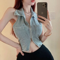 Áo yếm bò khóa kéo hai đầu Narbisa năng động cá tính