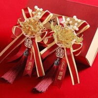 Áo yếm cô dâu và chú rể Trung Quốc, áo choàng cưới, rồng và trâm cài, hoa cưới, đồ dùng đám cưới chào mừng