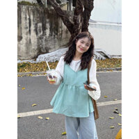 Áo yếm dây phối sơ mi