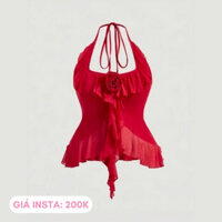 Áo yếm hoa hồng viền xoăn (giá ig 200k)