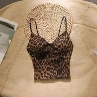 Áo yếm nữ dệt kim bên trong gợi cảm cổ chữ V họa tiết da báo Áo yếm nữ Phong cách mới Đế đệm bên trong Hot Girl Áo khoác ngoài không tay