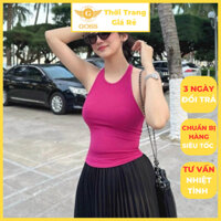 Áo Yếm Nữ Khoét Nách Không Tay Form Ôm Tôn Dáng Trơn Màu Sexy GOSS GA303 Áo Thun Nữ Cổ Yếm Dạo Phố Mùa Hè Cá Tính