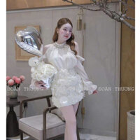 Áo yếm tay bèo cổ khâu đá Meodelis Studio