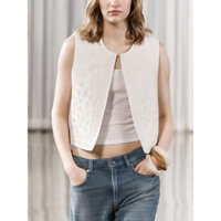 áo Zara không tay cardigan khoác nhẹ trắng thuê