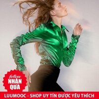 Áo Zara made in Morocco đủ tag chemise xanh đẹp AT1SMG42N10