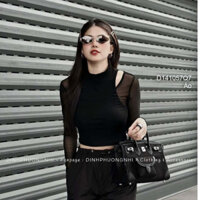 Áo zip form croptop tay dài khoét vai siêu xinh