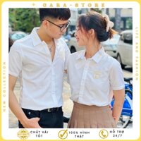 AO006 - Áo sơ mi trắng nam nữ GUCCI tay ngắn chất kate mịn, thoáng mát, chống xù, chống nhăn cao cấp