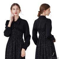 Aofficer Áo Khoác cardigan Lửng Tay Dài Hở Trước