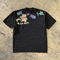 Aokang American Street Hoạt Hình Dễ Thương oversize Thiết Kế Mặc Hip Hop Rời Áo Thun Tay Ngắn