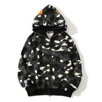 Áo khoác BAPE có mũ trùm đầu phối họa tiết rằn ri thời trang cho nam và nữ 0916