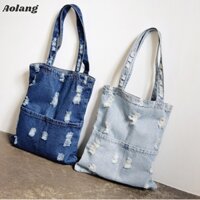 Aolang Túi Xách denim Cỡ Lớn Thời Trang Hàn Quốc