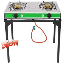 Aooppec Ninowokc Newly Upgrade & Stronger 2 Burner Propane Gas Stove,Portable Stainless Steel Camping Outdoor Stove,Pressure Gas Cooker with 4 Non-...