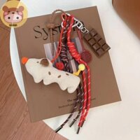 Aosun Sáng Tạo Hoạt Hình Chó Con Sang Trọng Móc Khóa Thời Trang Dây Bện Móc Khóa Túi Mặt Dây Chuyền Túi Treo Trang Trí Cặp Đôi Chìa Khóa EN