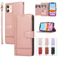 Apple Mirror Leather Case iPhone 14 15 Plus Pro Max Dây đeo tay thời trang Ví nhiều thẻ Giá đỡ từ tính Vỏ điện thoại Vỏ bảo vệ